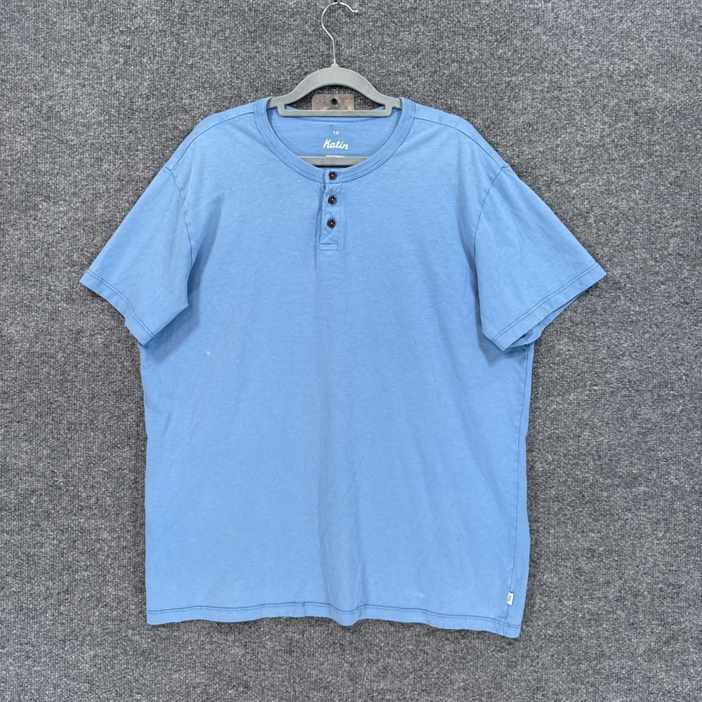 Katin Henley Tshirt Mens Large Blue Short Sleeve Organic Cotton Casual Tee